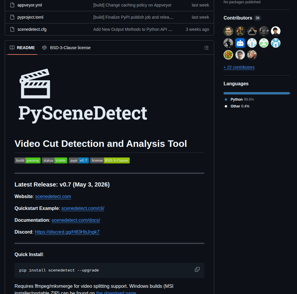 Breakthrough Pyscenedetect screenshot