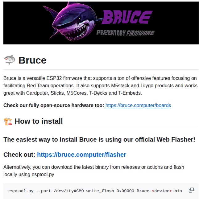 Brucedevices Firmware screenshot