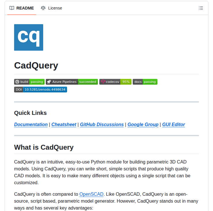 Cadquery Cadquery screenshot