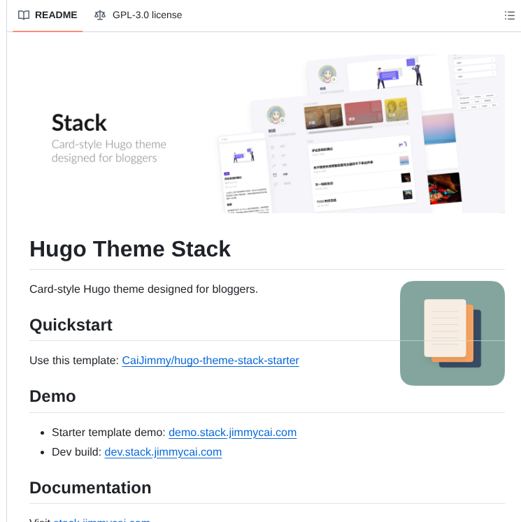 Caijimmy Hugo Theme Stack screenshot