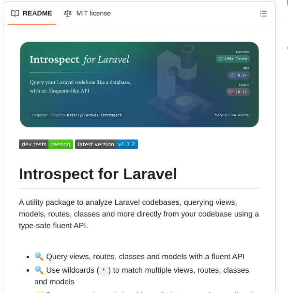 Capevace Laravel Introspect screenshot