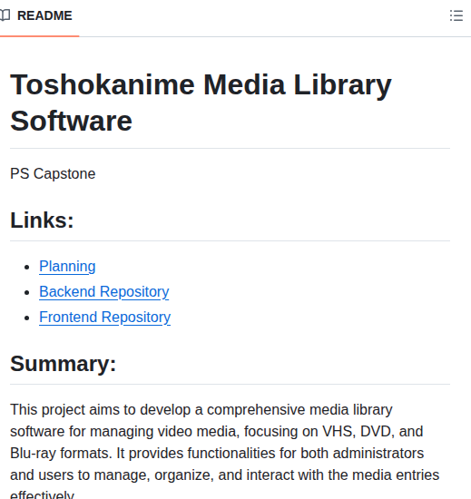 Castien Toshokanime Backend screenshot