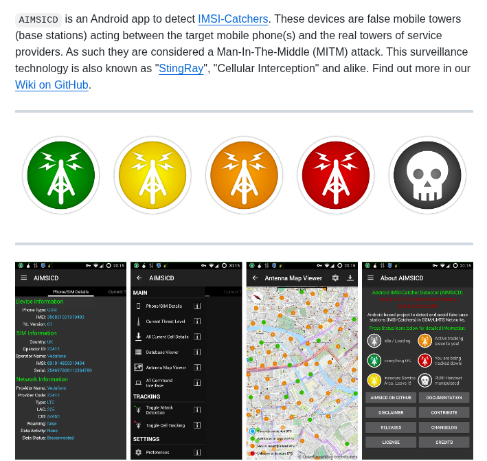 Cellularprivacy Android Imsi Catcher Detector screenshot
