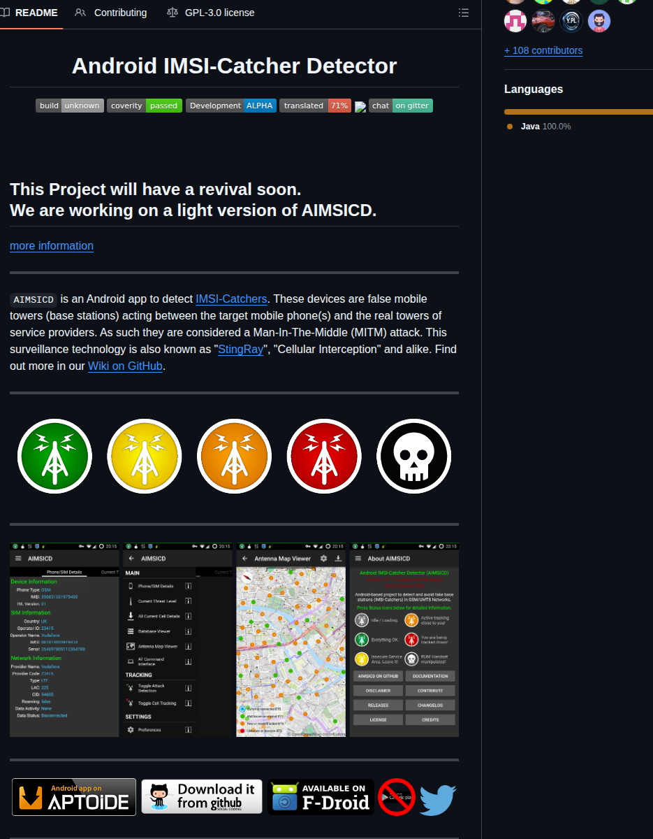 Cellularprivacy Android Imsi Catcher Detector screenshot