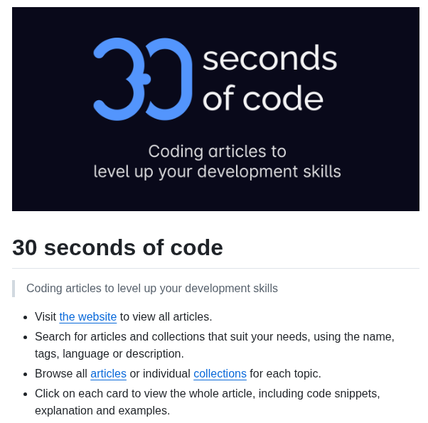 Chalarangelo 30 Seconds Of Code screenshot