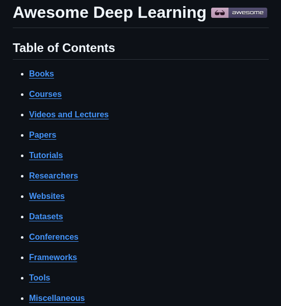 Christoschristofidis Awesome Deep Learning screenshot