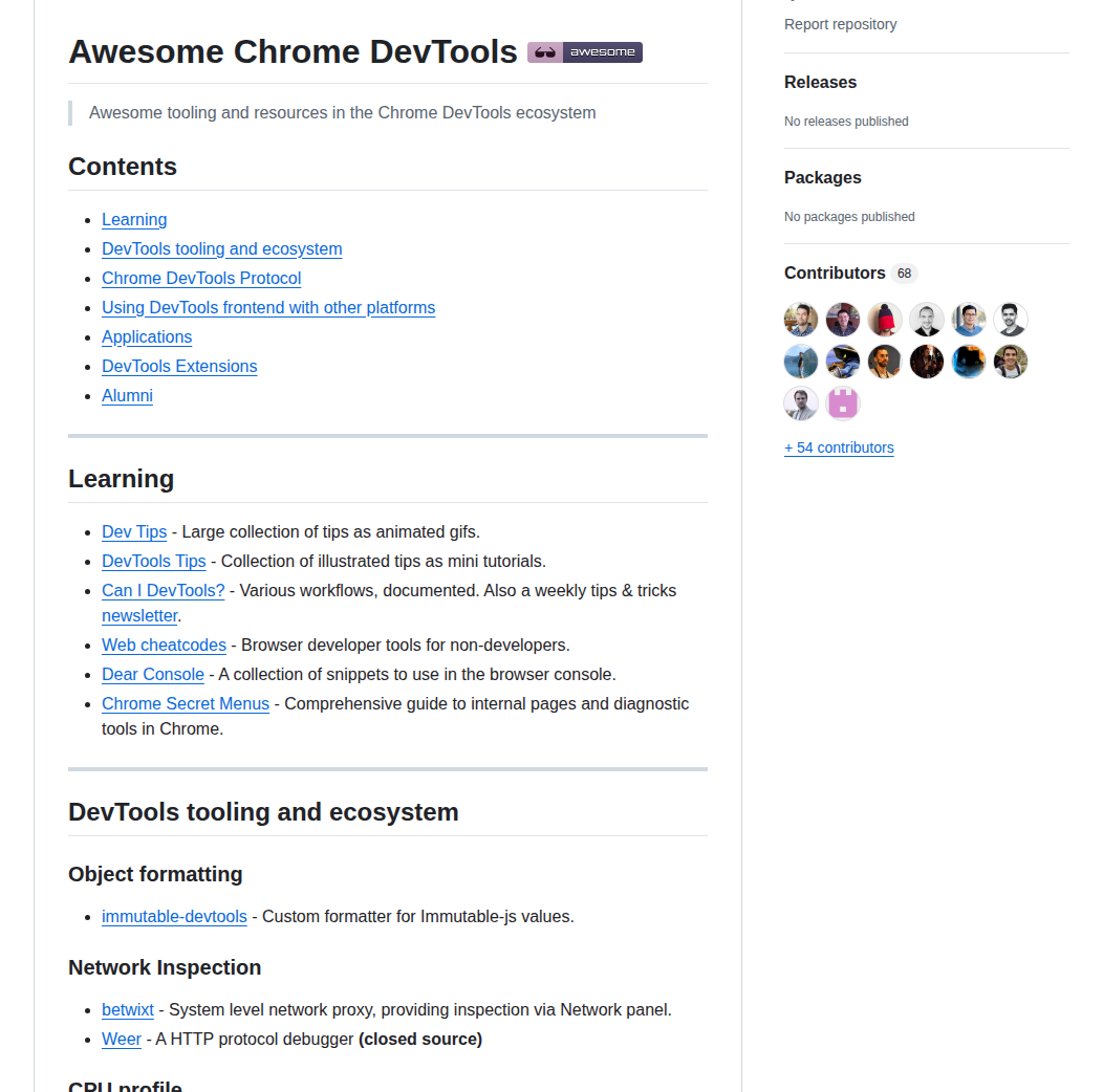 Chromedevtools Awesome Chrome Devtools screenshot