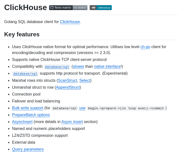 Clickhouse Clickhouse Go screenshot