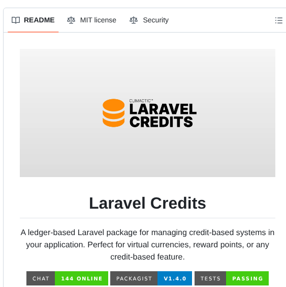 Climactic Laravel Credits screenshot