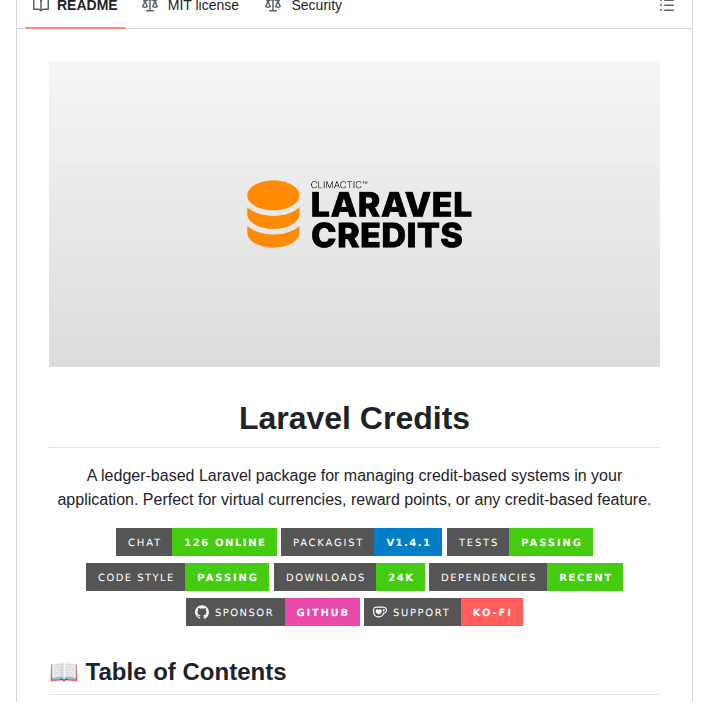 Climactic Laravel Credits screenshot