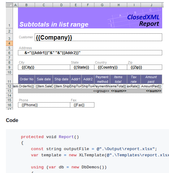 Closedxml Closedxml.report screenshot