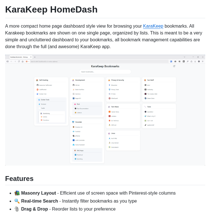 Codejawn Karakeep Homedash screenshot