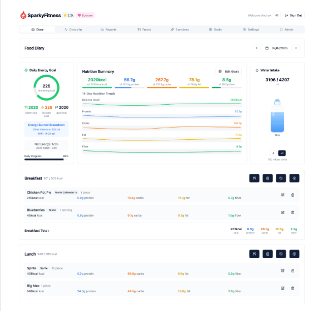 Codewithcj Sparkyfitness screenshot
