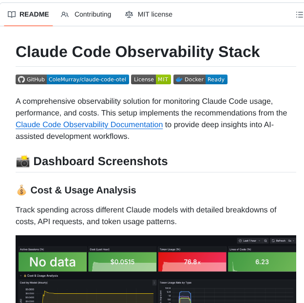 Colemurray Claude Code Otel screenshot