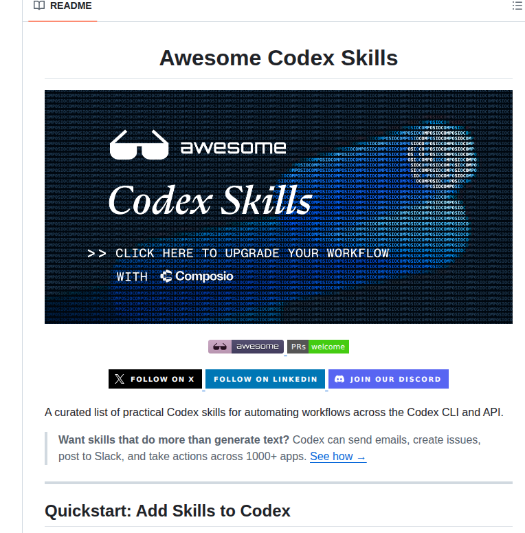 Composiohq Awesome Codex Skills screenshot