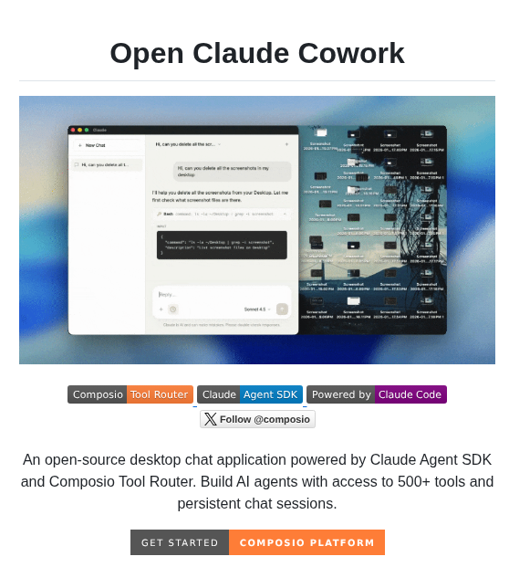 Composiohq Open Claude Cowork screenshot