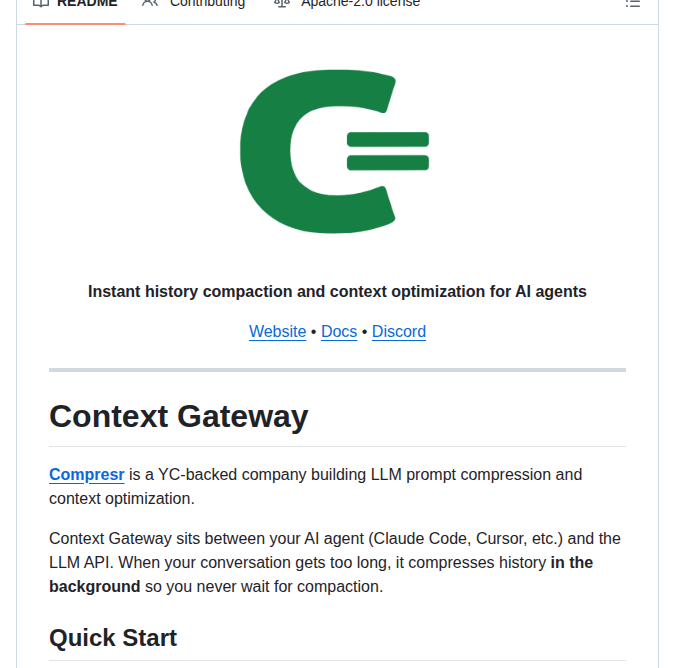 Compresr Ai Context Gateway screenshot