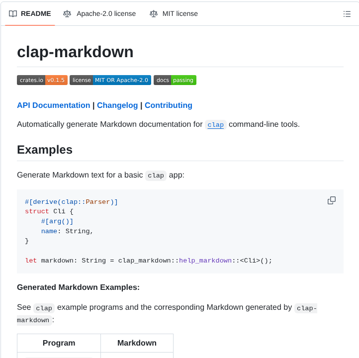 Connorgray Clap Markdown screenshot
