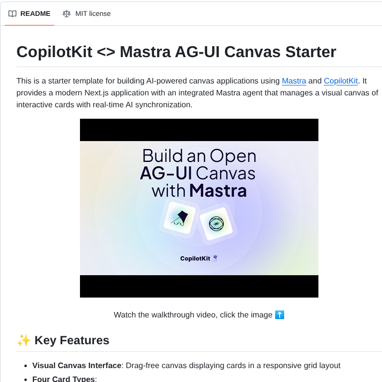 Copilotkit Canvas With Mastra screenshot