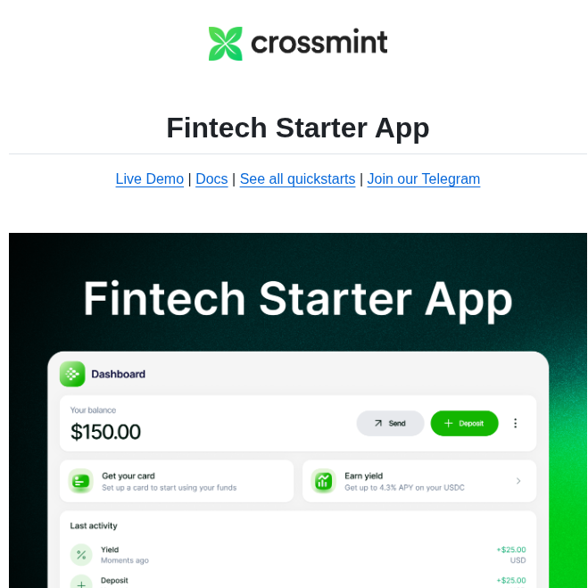 Crossmint Fintech Starter App screenshot