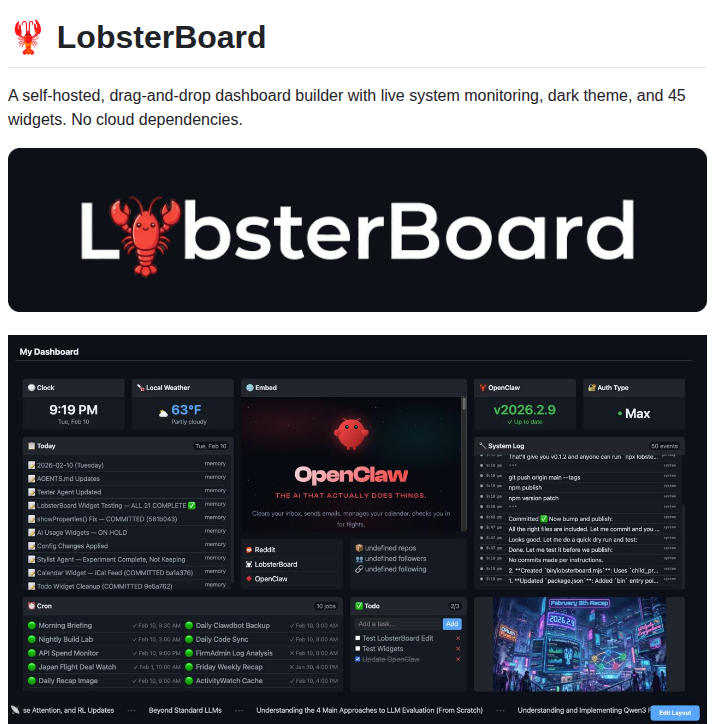 Curbob Lobsterboard screenshot