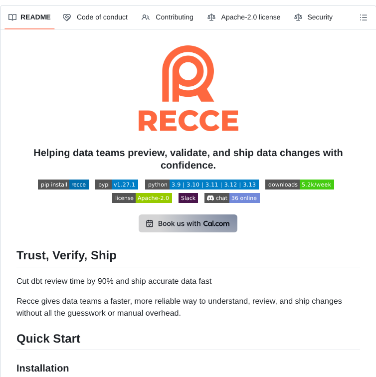 Datarecce Recce screenshot