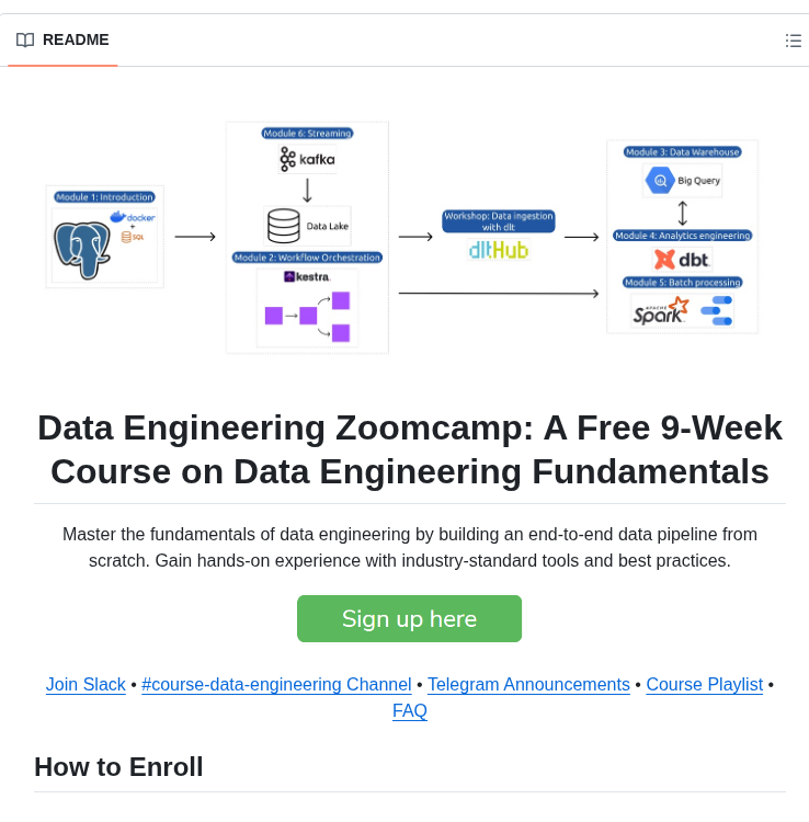 Datatalksclub Data Engineering Zoomcamp screenshot