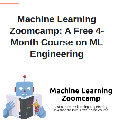 Datatalksclub Machine Learning Zoomcamp screenshot