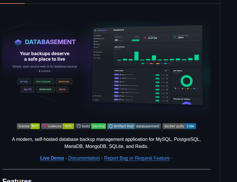 David Crty Databasement screenshot