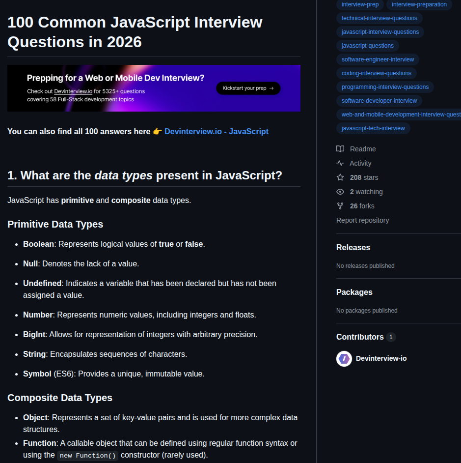 Devinterview Io Javascript Interview Questions screenshot