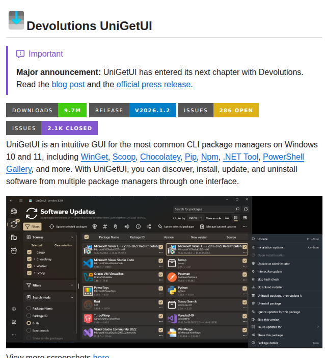 Devolutions Unigetui screenshot