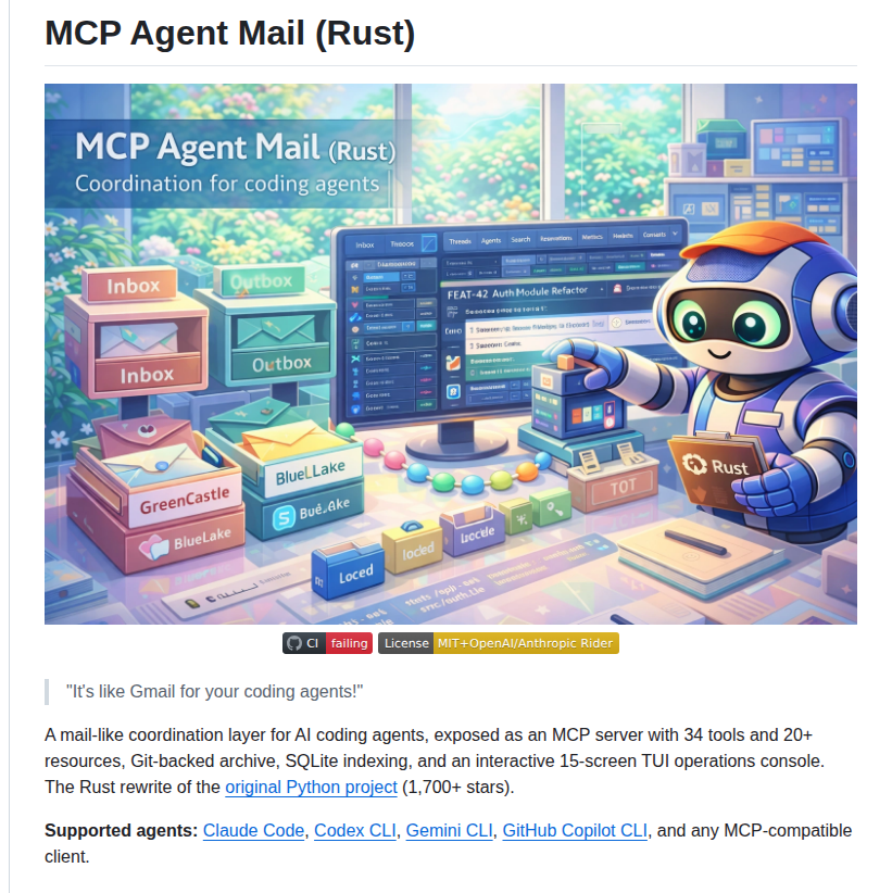 Dicklesworthstone Mcp_agent_mail_rust screenshot