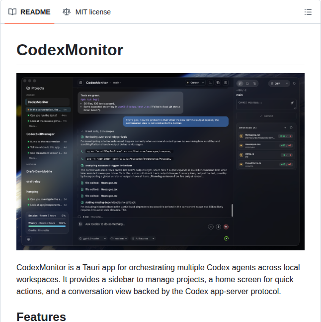 Dimillian Codexmonitor screenshot
