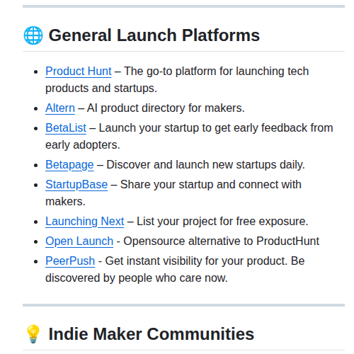 Directorysurf Awesome Launch Platforms screenshot