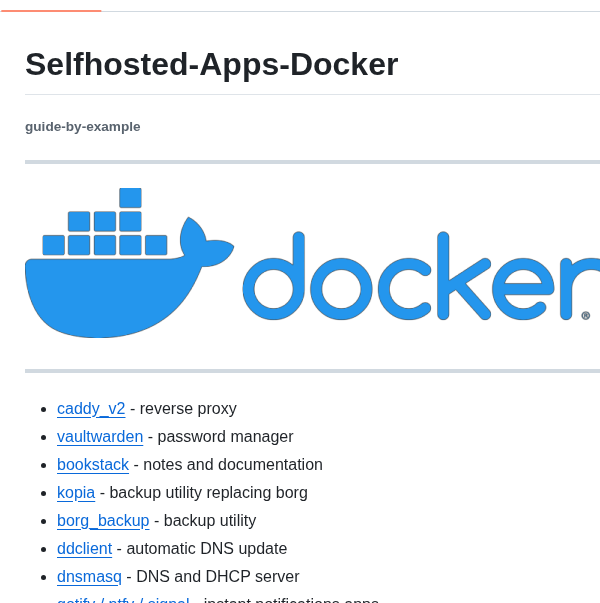 Dotheevo Selfhosted Apps Docker screenshot