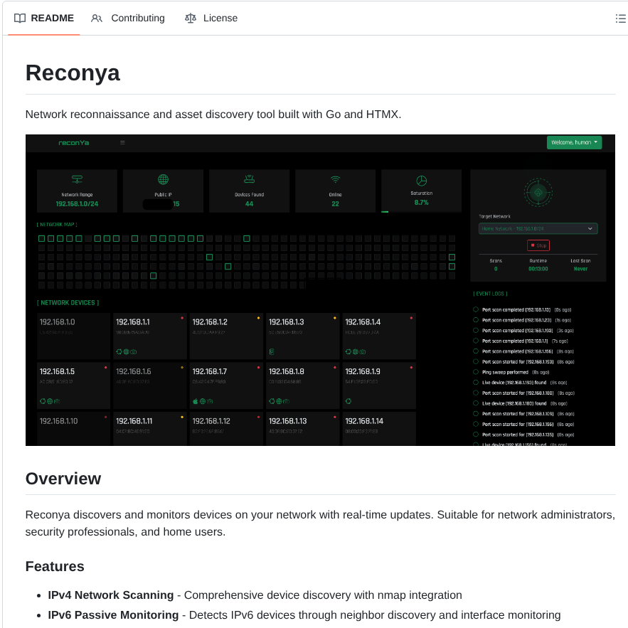 Dyneteq Reconya screenshot