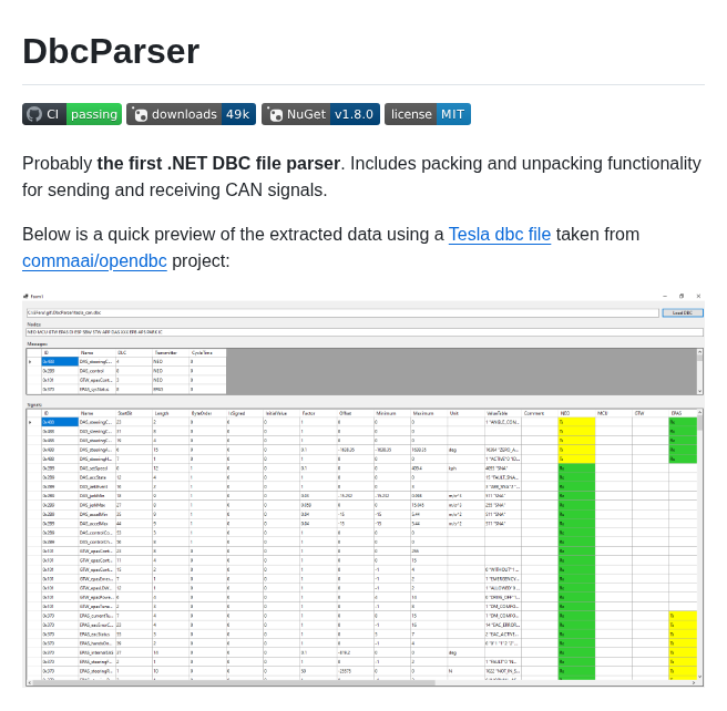 Eferu Dbcparser screenshot