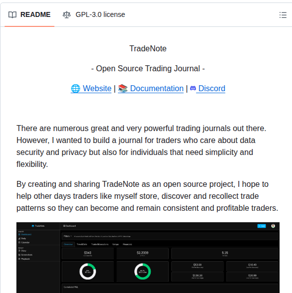 Eleven Trading Tradenote screenshot