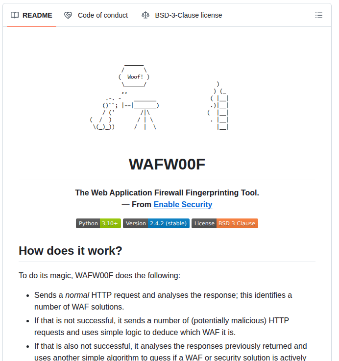 Enablesecurity Wafw00f screenshot
