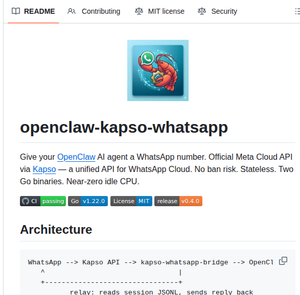 Enriquefft Openclaw Kapso Whatsapp screenshot