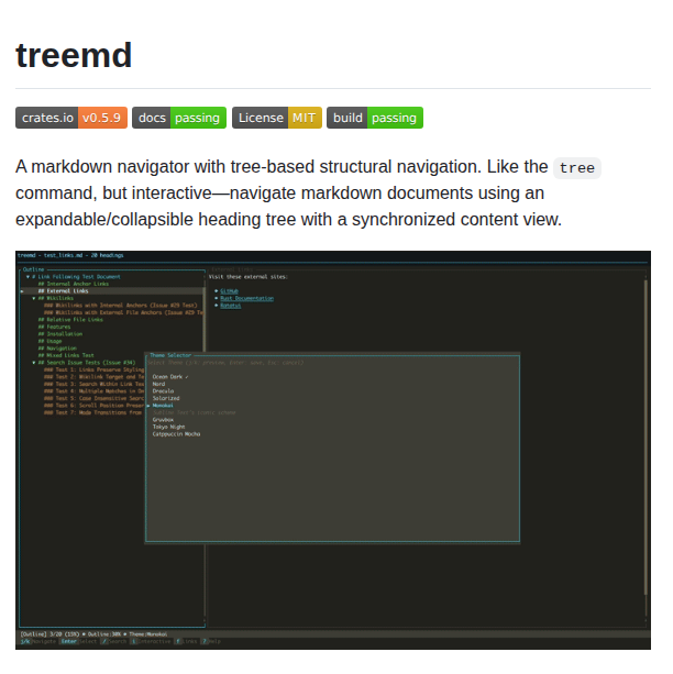 Epistates Treemd screenshot