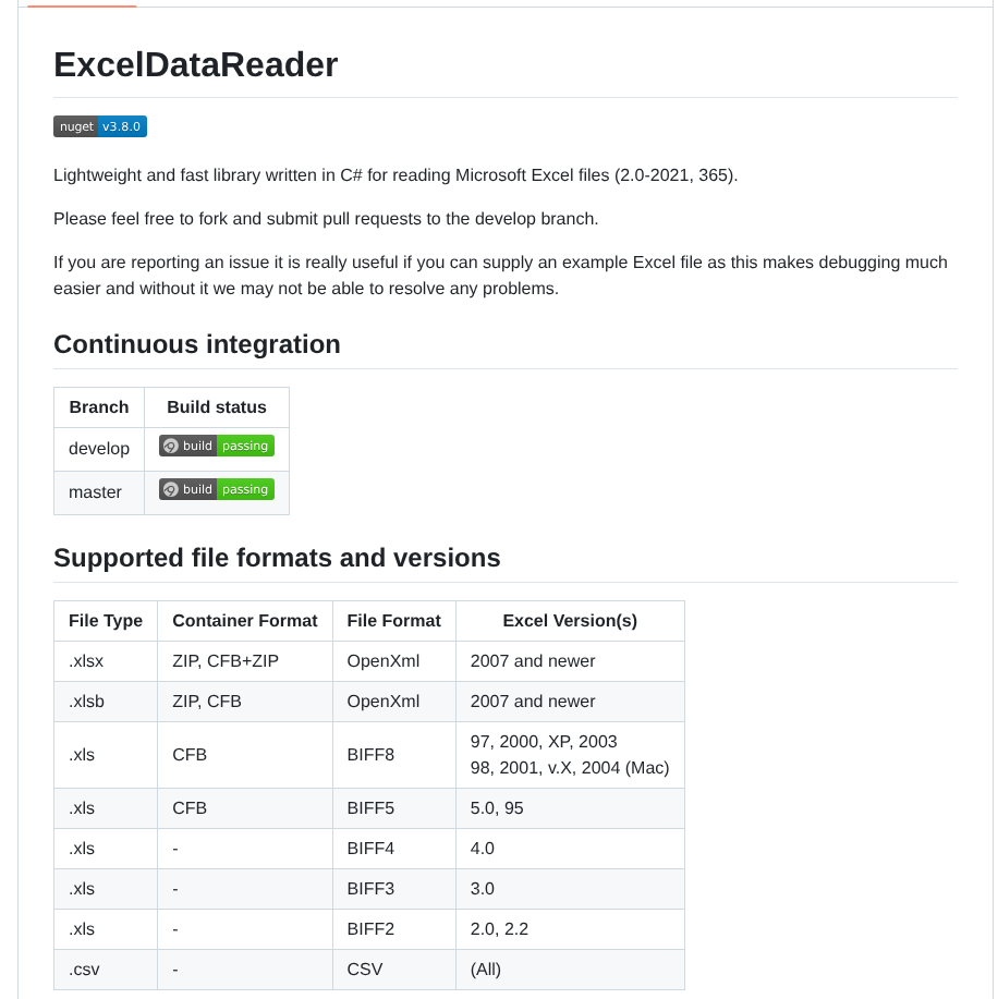 Exceldatareader Exceldatareader screenshot