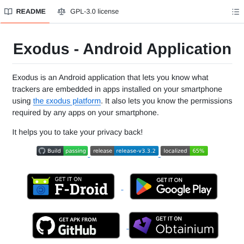 Exodus Privacy Exodus Android App screenshot