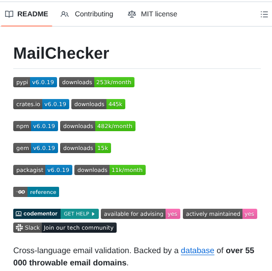 Fgribreau Mailchecker screenshot