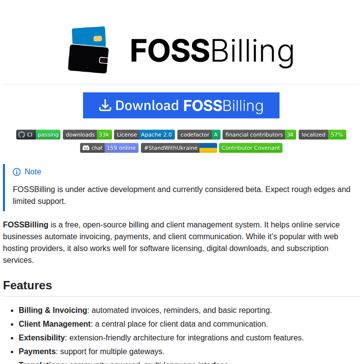 Fossbilling Fossbilling screenshot