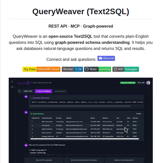 Falkordb Queryweaver screenshot
