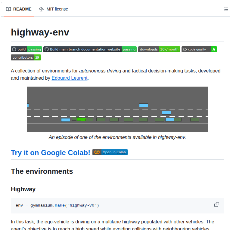 Farama Foundation Highwayenv screenshot