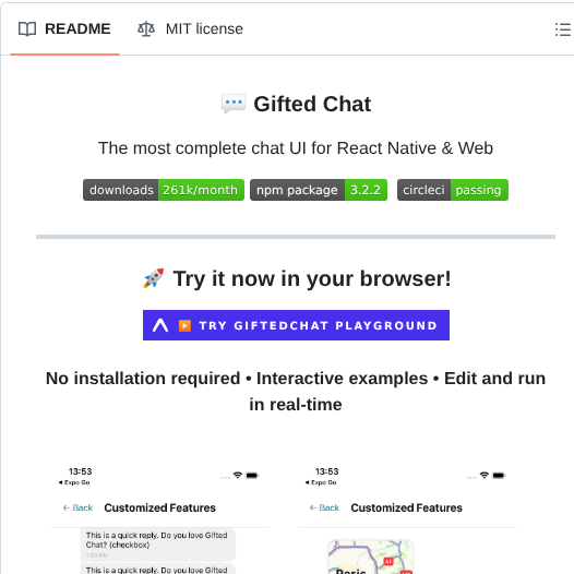 Faridsafi React Native Gifted Chat screenshot