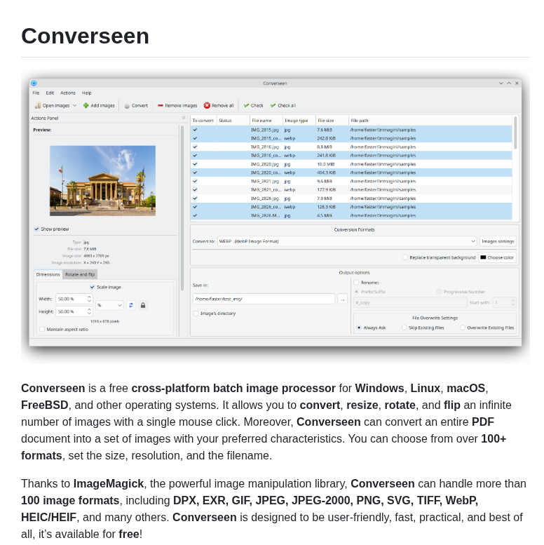 Faster3ck Converseen screenshot