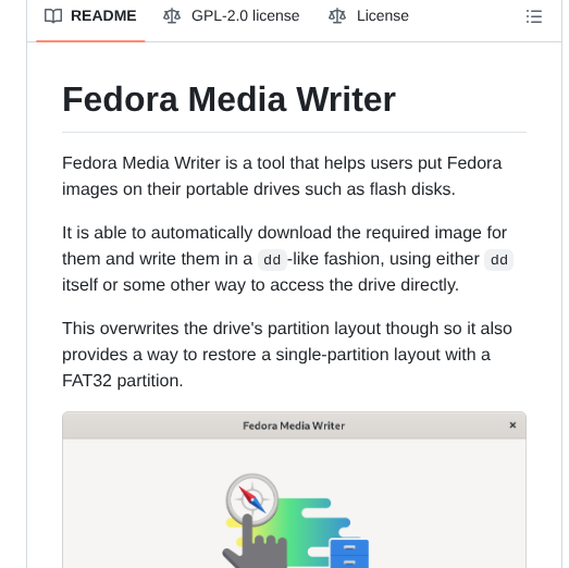 Fedoraqt Mediawriter screenshot